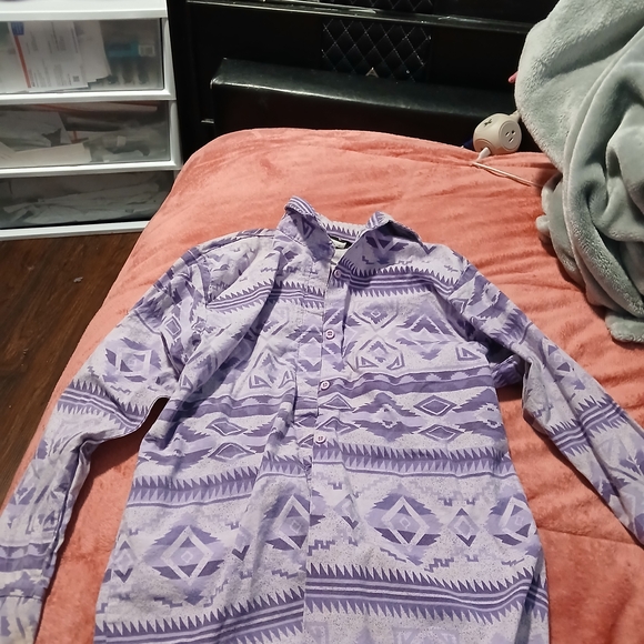 Roper Tops - Roper Purple and White Geometric Shirt